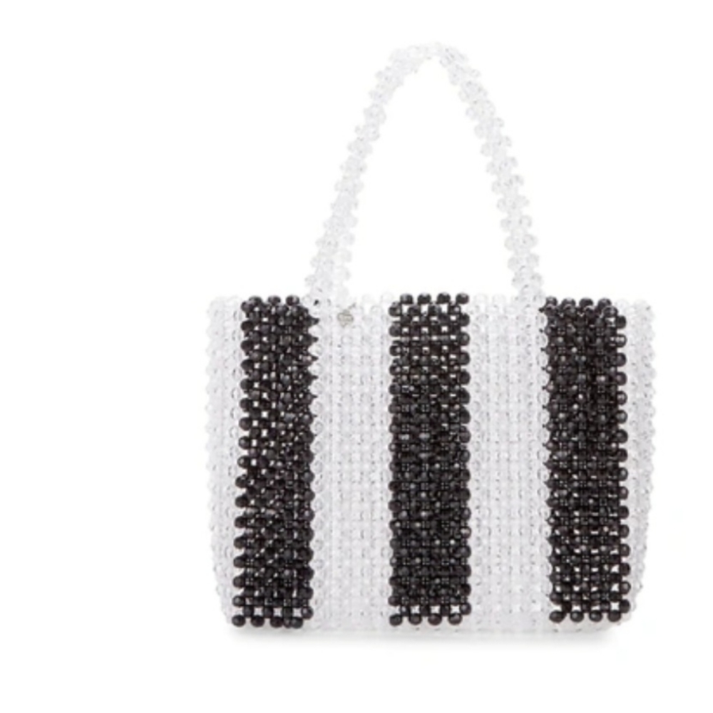 Bari Lynn beaded black white handbag